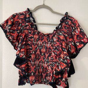 Anthropologie Women's Red and Black Blouse